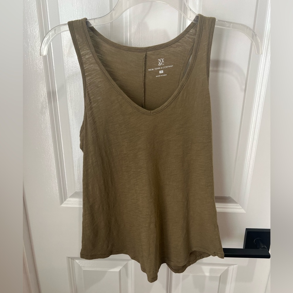 New York & Company Olive Tank Top